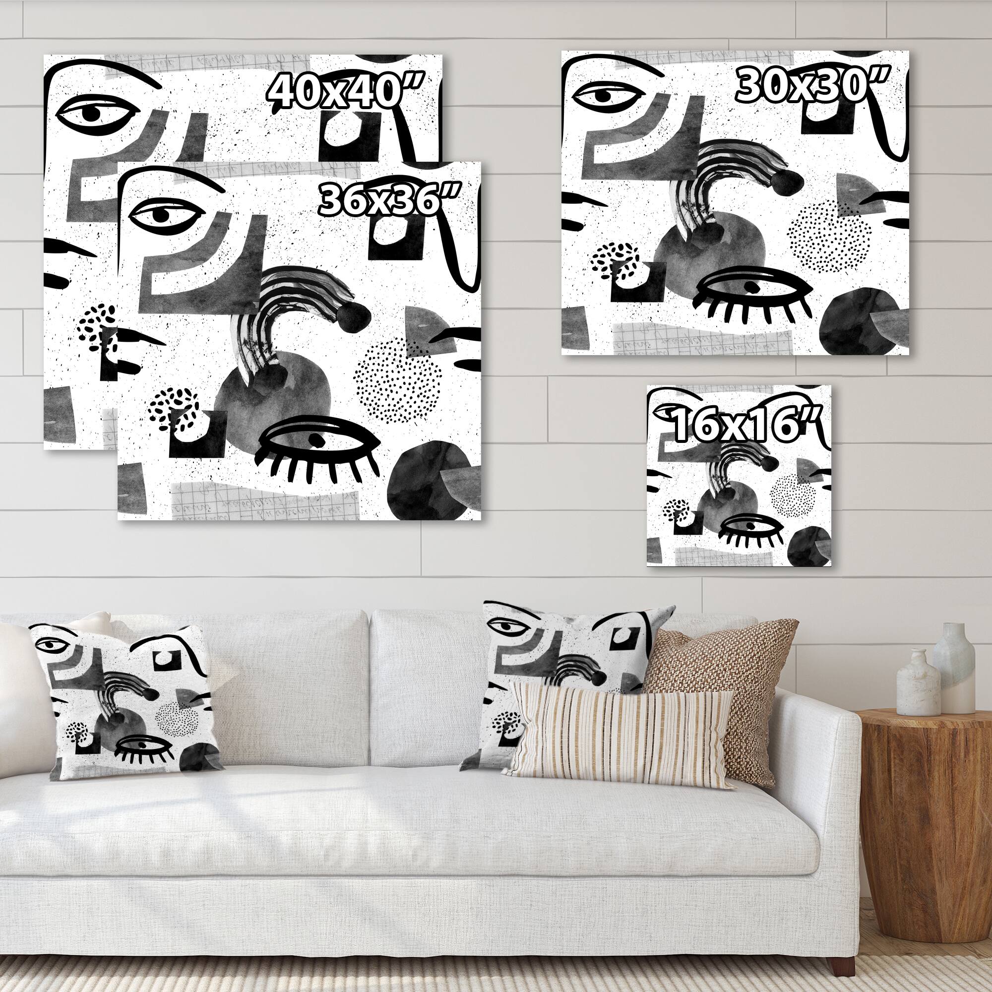 Designart - Collage of Eyes & Doodles In Contemporary Style II